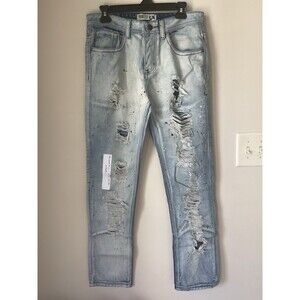 Painted Rum Men’s Distressed Painted Jeans 32x30, 100% cotton